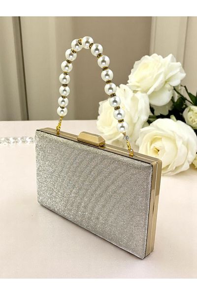 Biçanta Dot Pattern Gold Color Women's Evening Dress Bag Wedding Engagement Graduation