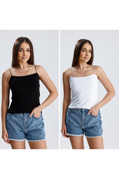 let s shine Pack of 2 Double Layer Rope Strap Undershirt