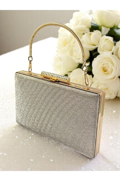 Biçanta Dot Pattern Gold Gold Gold Color Women's Evening Dress Bag Wedding Engagement Graduation