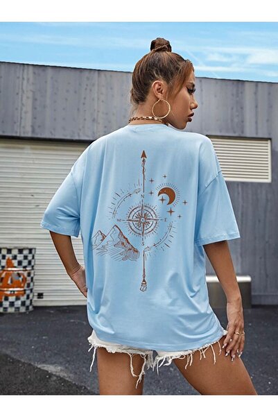 BENROMA PLUS Tricou oversize unisex cu imprimeu busolă