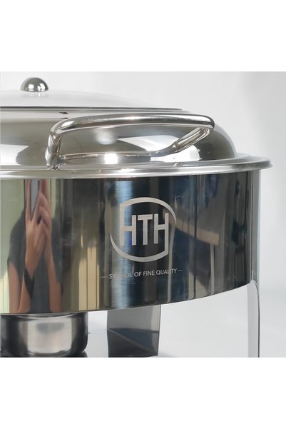 HTH 5.8L Golden Wedding Chafing Dish Counter Top Buffet Set Stainless Steel Round Hydraulic Food Warmer