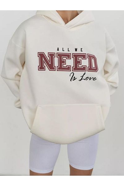 Boi Unisex Όλα όσα χρειάζομαι είναι Love Sweatshirt Λευκό