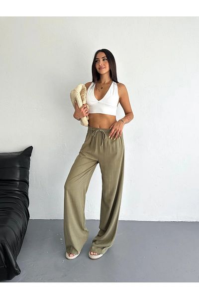 Velista Women's High Waist Wide Leg Linen Trousers