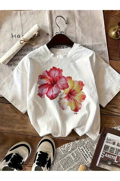 Velostra Unisex Floral Printed Oversize Combed Cotton Oversize T-Shirt