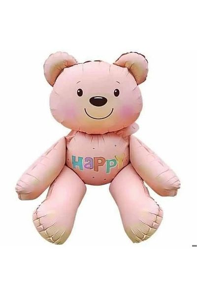 asöy Teddy Bear Foil Balloon Happy Written Sitting Bear Foil Balloon 77*70