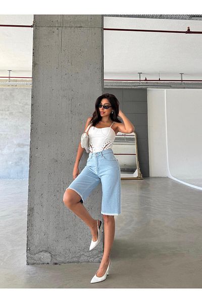 LE MONDE DU JEAN Pantaloni scurți de denim pentru damă Lycra