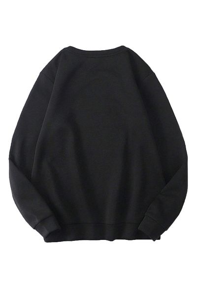 Boi Basic Plain Sweatshirt - Black Oversize Sweatshirt Crew Neck