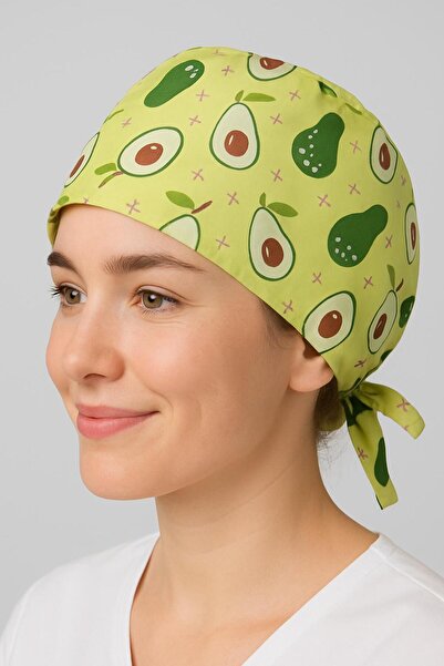 GTB BUTİK Avokado Desenli Doktor Hemşire Aşçı Bonesi Unisex