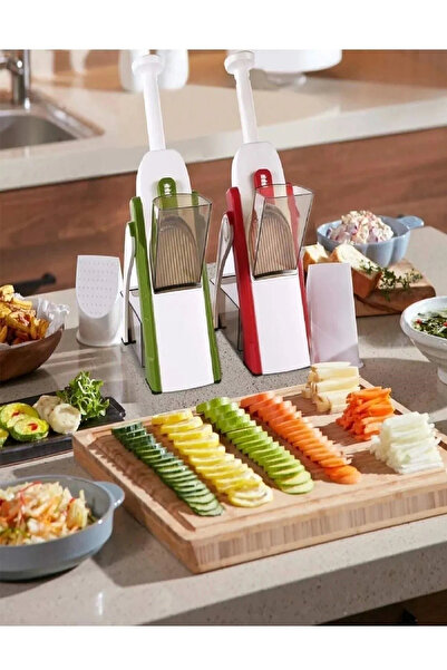 Hanedanev Çok Fonksiyonlu Yaylı Basmalı Sebze Patates Doğrayıcı Dilimleyici Hazneli Rende Mandolin Rende