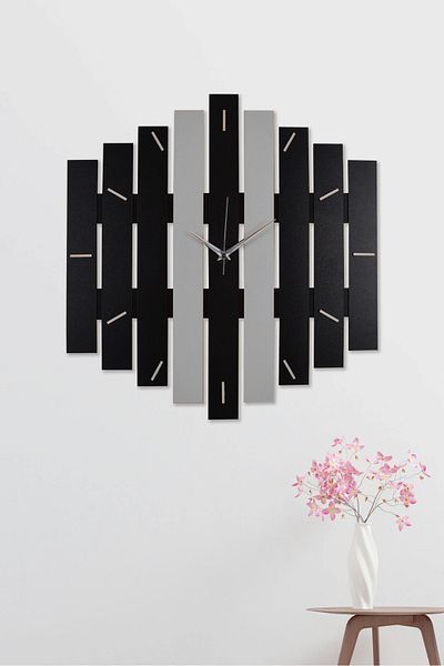 İnfigo Concept Decorative Wooden Black Wall Clock Large Size 45 cm Wall Clock - Tetris