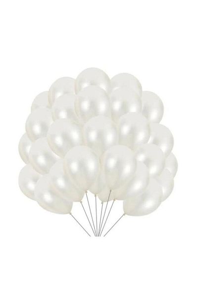 Onay Store 5 Metallic White Balloons - Birthday Concept - Party Supplies - Bride to Be Supplies