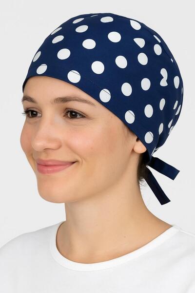 GTB BUTİK Lacivert Puantiye Desenli Doktor Hemşire Aşçı Bonesi Unisex