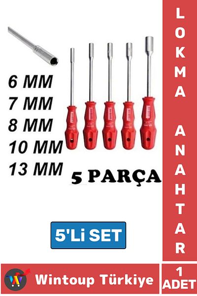 Wintoup Premium Ergonomic Non-Slip Rubber Handle Socket Wrench Screwdriver 6/7/8/10/13/mm Set of 5