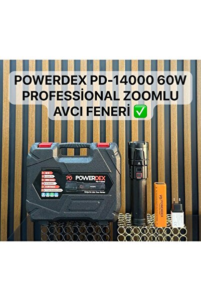 powerdex Pd-14000 Profesyonel Büyük Avcı Feneri 60w 6000 Lümen Zoomlu