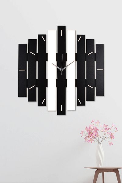 İnfigo Concept Decorative Wooden Black Wall Clock Large Size 45 cm Wall Clock - Tetris