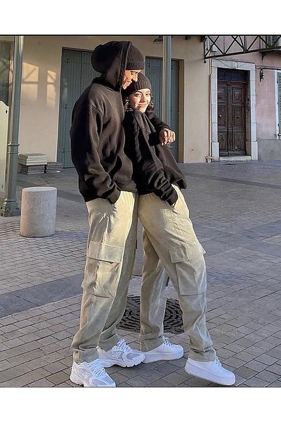 Boi Unprinted Lover Couple Combination - Μαύρο φούτερ με κουκούλα Oversize