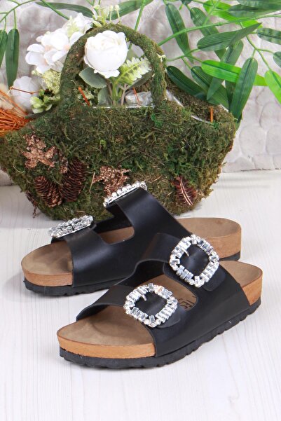 fort 8732 Anatomical Comfortable Sole Stone Double Buckle Stylish Women's Slippers