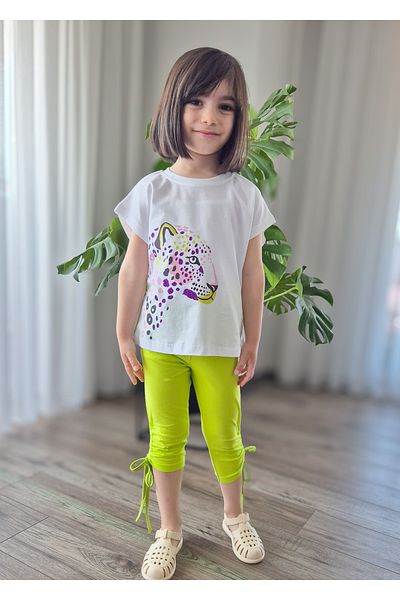 My Baby's World Colorful Leopard 2-Piece Girls' Tunnels Leggings Set Mtyk0048