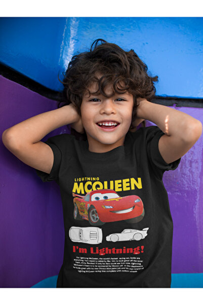 SEVBANO Şimşek Mcqueen Baskılı Unisex Arabalar Çizgi Film Çocuk Tişört (1-12 ...