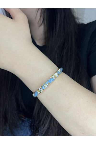 HNG JEWELRY سوار مشبك بتصميم منقوش ملون من مينيلي باللون الأزرق