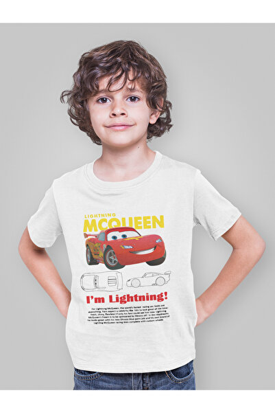 SEVBANO Şimşek Mcqueen Baskılı Unisex Arabalar Çizgi Film Çocuk Tişört (1-12 ...