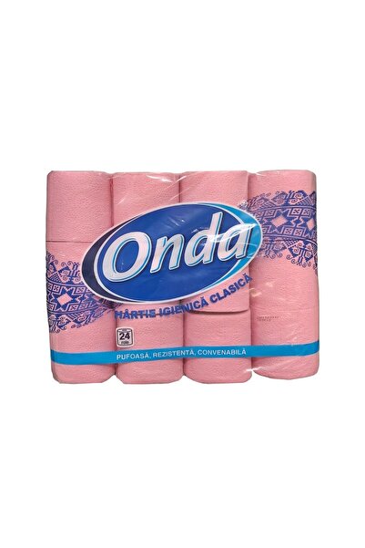 Onda Hartie Igienica Onda in 2 Straturi, 24 Role/Bax, 135 Foi/Rola, Latime 9 cm, Culoare Roz, Fara Parfum
