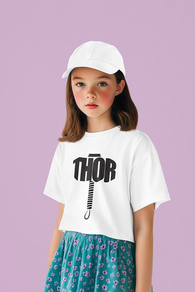 SEVBANO Tricou unisex pentru copii Avengers cu imprimeu Thor Hammer (vârsta 1-12)