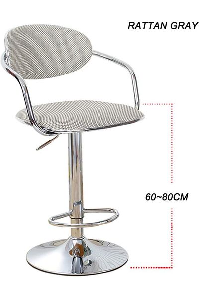 Generic Bar Chair Indoor-Outdoor Adjustable Swivel Bar Stool with Comfortable Upholstered Seat and Back Grey