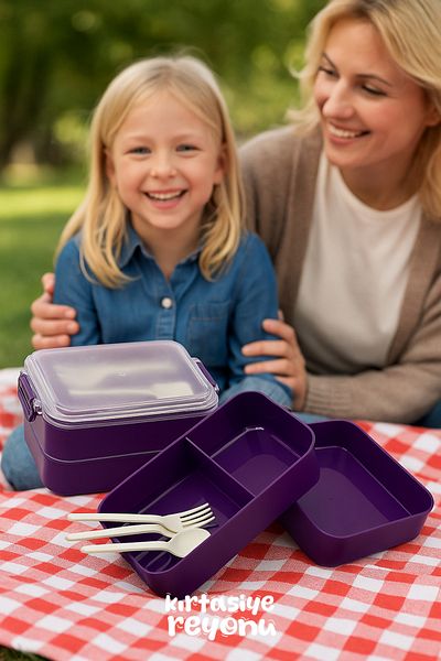 Venino Life 2-Tier Nutrition Container Set with Fork, Knife and Spoon 5 Sections