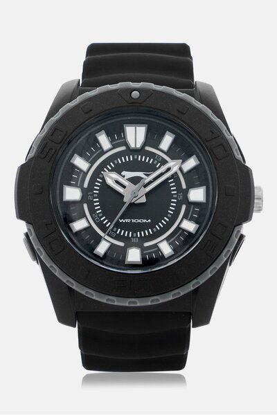 Slazenger Men Sl096573204 Silicone Analog Watch 47mm, Black