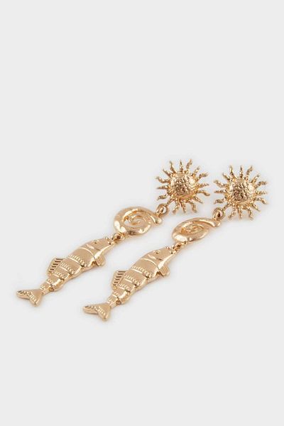 DeFacto Women's Gold Earrings F4014Axns