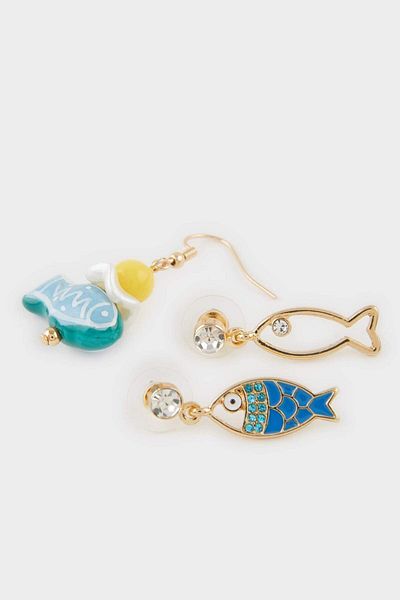 DeFacto Women's 3-Piece Sea Themed Mixed Earrings F4013Axns