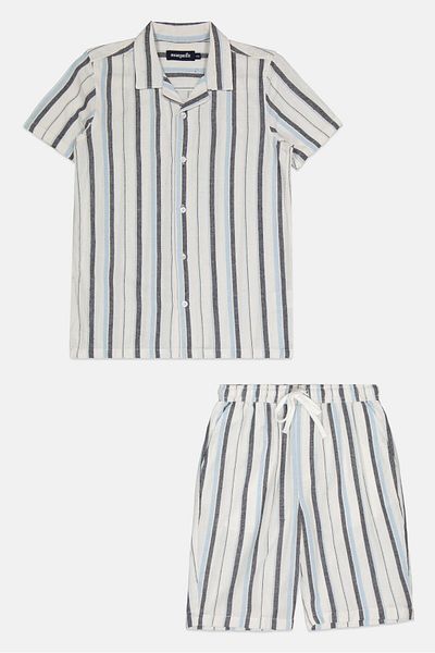 Ocean Pacific Kids Boy 2 Pieces Yarn Dyed Casual Shirt And Shorts Set, Multicolor
