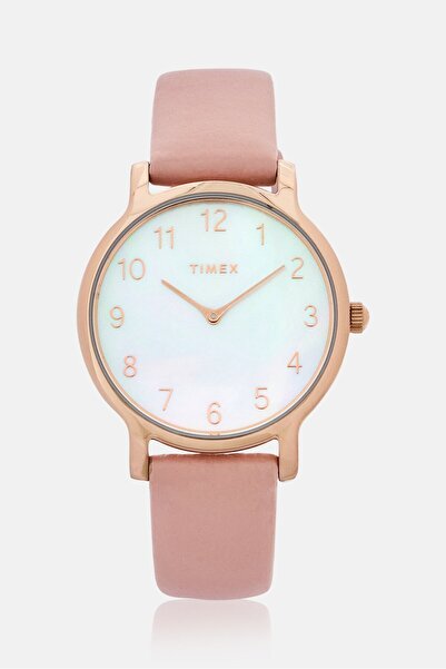 Timex Women TW2T36100 Leather Analog Watch 34mm, Pink