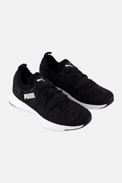 Puma Women Flyer Runner Engineered Lace Up Running Shoes, Black