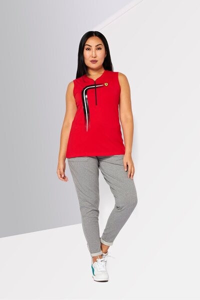 Scuderia Ferrari Women Sport Fit Sleeveless Running Tank Top, Red Combo