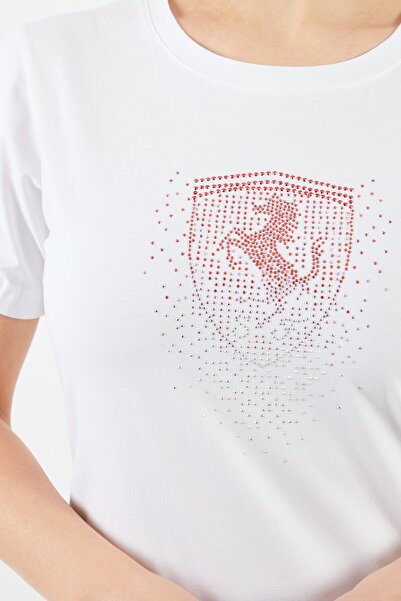 Scuderia Ferrari Women Sportswear Fit Short Sleeve Running T-Shirts, White