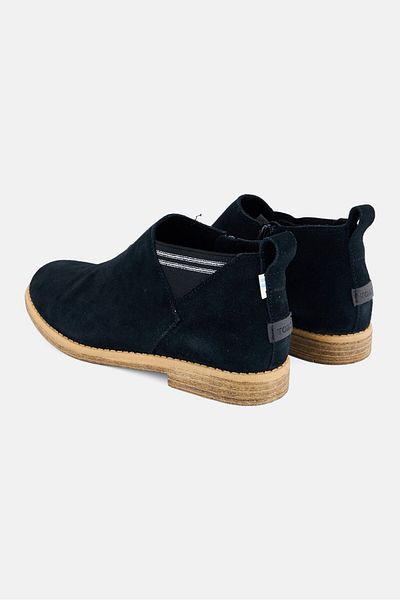 Toms Kids Girl Leilani Suede Zipper Up Booties, Black