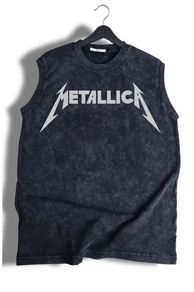 Fuddy Moda Metallica Death Magnetic Back Print Πλένεται αμάνικο μπλουζάκι, Unisex Rock Band με θέμα μηδενικό μανίκι