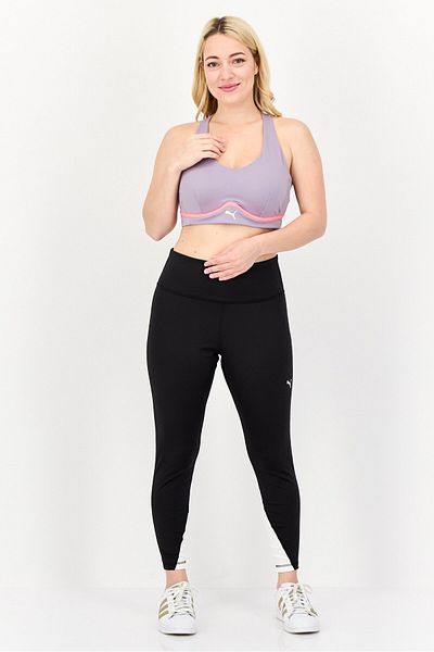Puma حمالة صدر رياضية مبطنة بشعار العلامة التجارية للنساء، أرجواني فاتح