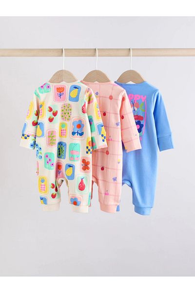 Next Baby 100% Organic Cotton Multicolored Patterned Footless 3-Piece Sleeping Bag Set Alyaa5455