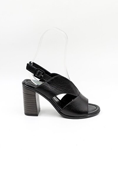 Venüs Women's Summer Heeled Leather Sandals Vn381500Y Black