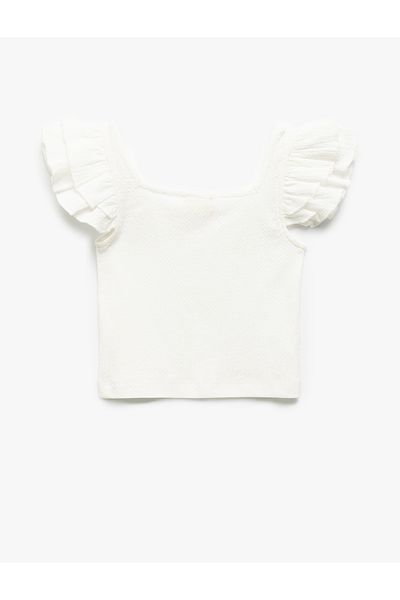 Koton New Season Square Neck Ruffled Butterfly Sleeve Blouse