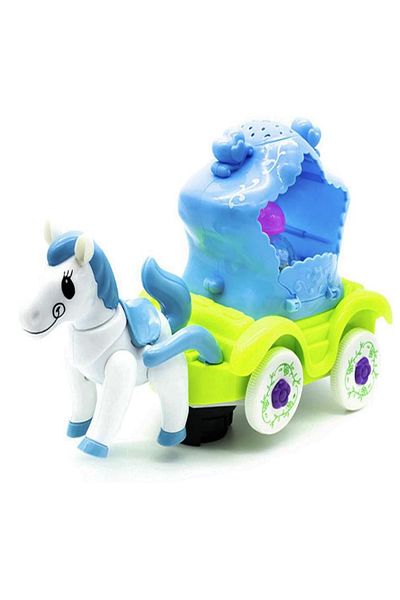 rexa Electric Bump & Go Vehicle Toy Horse Carriage Toy with Projection Flash Led Light