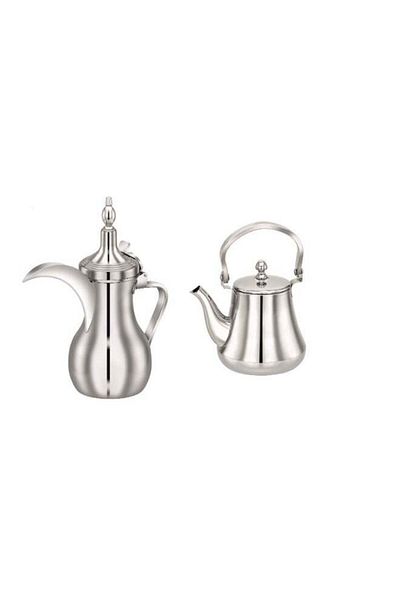 Bohara Set with Stainless Steel Indian Large Teapot and Coffee Pot