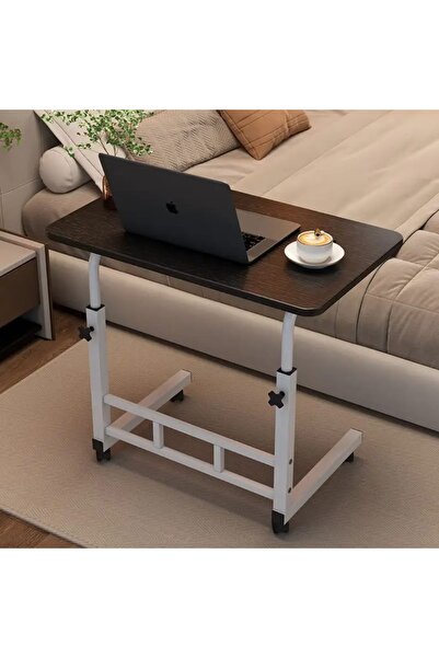 Un طاولة لابتوب متحركة بارتفاع قابل للتعديل، بتصميم بسيط وعصري اسود