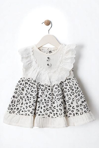 minuma Baby Girl Leopard Patterned Lace Dress 9/18 Months