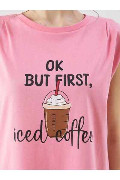 LC Waikiki Γυναικεία νύχτα με στάμπα Crew Neck (S5)