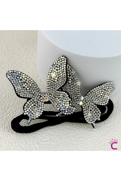Cinderella Elegant Butterfly Zircon Stone Cataramă pentru femei Easy Wire Bun Culoare argintie - Accesoriu de păr elegant zilnic
