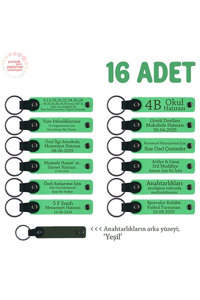 Miaju For Attendees at the Week of Kindness Event, Set of 16, Personal Message Keychain, F Green & Green